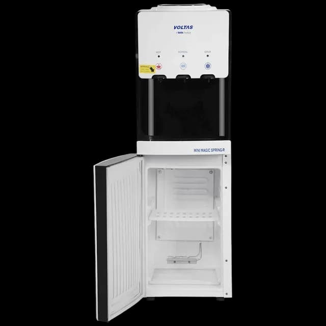 voltas minimagic spring rv plus hot cold normal top load water dispenser with cooling cabinet black and white 6